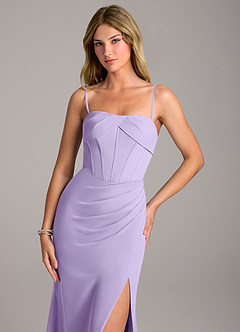 Azazie Chantel Bridesmaid Dresses Lilac Sheath Strapless Chiffon Convertible Dress image2