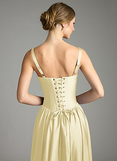 Azazie Evadina Suknie dla druhen Linia A Gorset Satyna elastyczna Do ziemi Sukienka image6