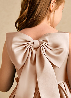 Azazie Jessie Flower Girl Dresses English Rose A-Line Bow Matte Satin Dress image8