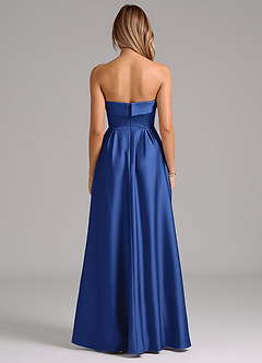Azazie Lucienne Bridesmaid Dresses Royal Blue A-Line Strapless Stretch Satin Convertible Dress image7