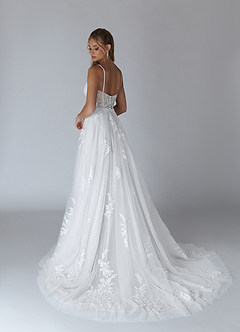 Azazie Alondra Wedding Dresses Diamond White A-Line Lace Tulle Dress image5