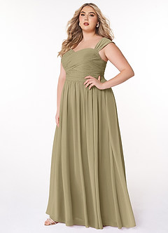 Azazie Zapheira Bridesmaid Dresses Moss Green A-Line Ruched Chiffon Dress image7