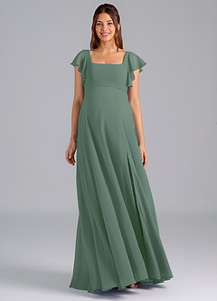 Azazie Bondi Maternity Bridesmaid Dresses A-Line Ruched Chiffon Floor-Length Dress image3