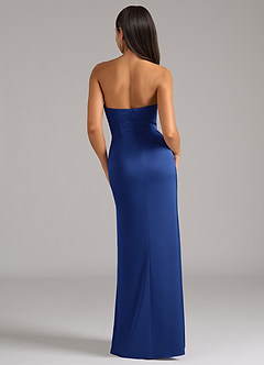 Azazie Marla Bridesmaid Dresses Royal Blue Sheath Strapless Stretch Satin Convertible Dress image6