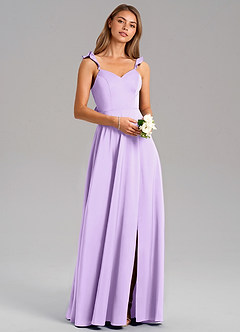 Azazie Everett Robes de demoiselle d'honneur Robe Trapèze en Satin extensible Lilas image1