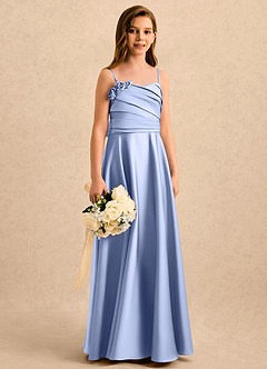 Azazie Gracie Girls Formal Robe Demoiselle D'honneur Fillette Robe Trapèze en Satin extensible Encolure en Forme de Cœur Eis image3