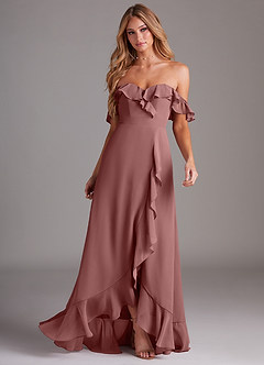 Azazie Lyra Bridesmaid Dresses Desert Rose A-Line Chiffon Convertible Dress image4