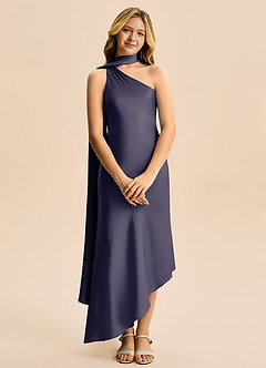 Azazie Briony Junior Etui Plissee Stretch-Satin Kleid Sturm image7