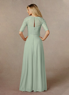 Azazie Raelyn Mother of the Bride Dresses Dusty Sage A-Line Lace Mesh Dress image7