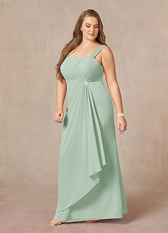 Azazie Weisz Mother of the Bride Dresses Agave A-Line Square Neckline Pleated Chiffon Dress image11