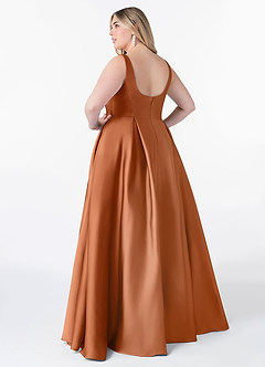 Azazie Neve Bridesmaid Dresses Copper Ball-Gown with Pockets Stretch Satin Dress image8