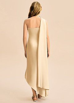 Azazie Briony Junior Etui Plissee Stretch-Satin Kleid Gold image2