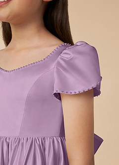 Azazie Juno vestidos de niña de las flores Vestido de Glicinia de Satin Mate de Corte En A con Escote de Corazón image3