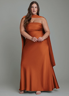 Azazie Saylor Bridesmaid Dresses Cinnamon Mermaid Strapless Stretch Satin Dress image15