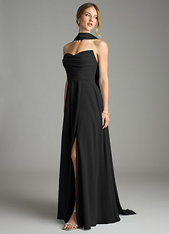 Azazie Ayla Abiti da Damigella Abito A-Line in Chiffon Scollo a Cuore Nero image8