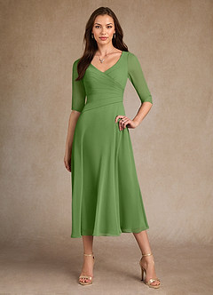 Azazie Durant Suknie dla Matki Panny Młodej Linia A Pofałdowany Szyfon Długość herbaty Sukienka image4