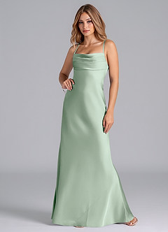 Azazie Seema Bridesmaid Dresses Agave Mermaid Corset Stretch Satin Dress image4