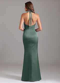 Azazie Valerie Bridesmaid Dresses Sea Moss Mermaid Pleated Stretch Satin Dress image2