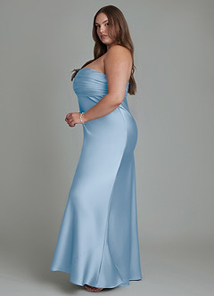 Azazie Saylor Brautjungfernkleider Meerjungfrau-Linie Schulterfrei Stretch-Satin Kleid Puderblau image14