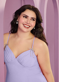 Barbie ♥ Azazie Bridesmaid Dresses Lilac A-Line with Pockets Chiffon Dress image4