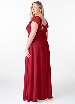 Azazie Syenna Bridesmaid Dresses Scarlet A-Line Ruched Chiffon Dress image9