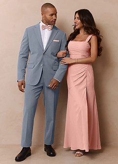 front Savile Light Blue Wool Blend Dress Pants