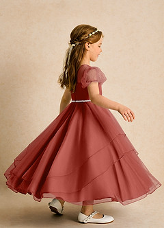 Azazie Duckie Flower Girl Dresses Terracotta Ball-Gown Pleated Tulle Dress image2