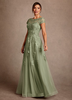 Azazie Jalinda Kleider für die Brautmutter A-Linie Spitze Chiffon Kleid Pistazie image4
