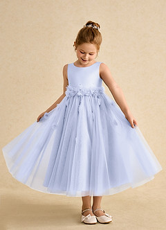 Azazie Lux Flower Girl Dresses Lavender A-Line Beaded Tulle Dress image3