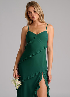 Azazie Nancie Bridesmaid Dresses Emerald Mermaid Ruched Chiffon Dress image7