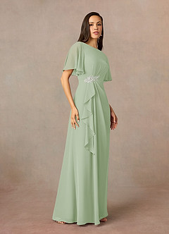 Azazie Rain vestidos de madre de la novia Vestido de Salvia Polvorienta de Gasa de Recto con Perla image9