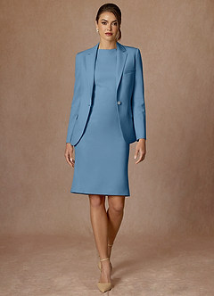front Kennedy Steel Blue Structured Stretch Jacket and Dress Suit Set