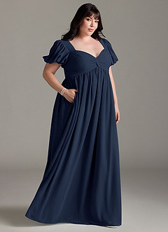 Azazie Madisynn Maternity Bridesmaid Dresses Bow Chiffon Floor-Length Dress image7