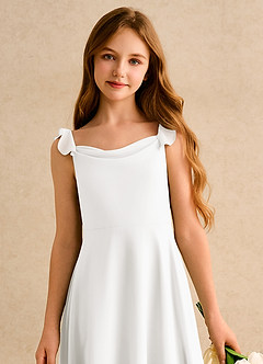 Azazie Puppy Girls Formal 플라워 걸 드레스 A라인 주름진 쉬폰 플로어 길이 드레스 image6