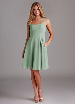 Azazie Vina Abiti da Damigella Abito A-Line in Chiffon Pizzo Agave image1