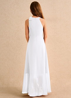 Azazie Boop Junior Formal Flower Girl Dresses White A-Line Bow Chiffon Dress image2