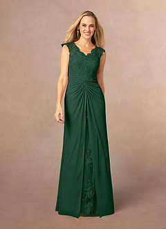 Azazie Jovie Mother of the Bride Dresses Dark Green A-Line Lace Dress image1