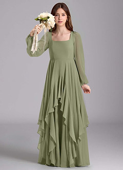 Azazie Clara Junior Klänning av A-Line i Chiffong Blouson image3