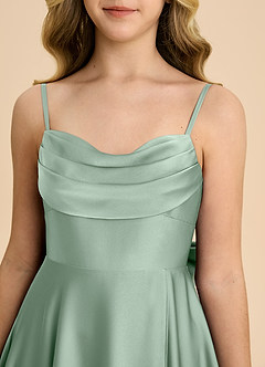 Azazie Bear Junior Agave A-Line Sweetheart Neckline Stretch Satin Dress image8