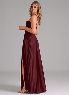 Azazie Tyla Brautjungfernkleider A-Linie Herzausschnitt Stretch-Satin Kleid Cabernetrot image7