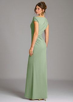 Azazie Nazanin Robes de demoiselle d'honneur Robe Sirène en Jersey extensible de qualité supérieure Épaule décolletée Vert Sauge image6
