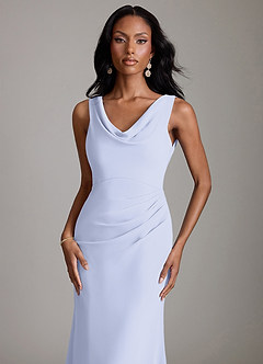 Azazie Linelle Robes de demoiselle d'honneur Robe Sirène en Mousseline de soie Plissée Lavande image3