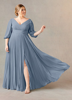 Azazie Zahara Mother of the Bride Dresses Twilight A-Line V-Neck Pleated Chiffon Dress image7