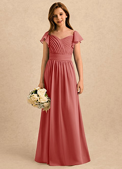 Azazie Taylor Girls Formal Flower Girl Dresses Antique Rose A-Line Sweetheart Neckline Chiffon Dress image1