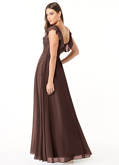 Azazie Jinny Final Sale Mulberry A-Line Square Neckline Ruched Chiffon Dress image8