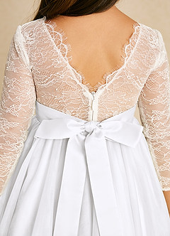 Azazie Mae Flower Girl Dresses Diamond White A-Line Bow Tulle Dress image5