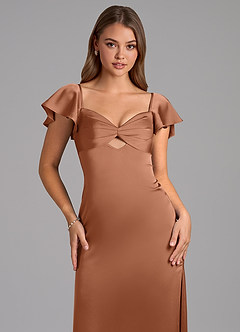 Azazie Demia Bridesmaid Dresses Bronzer Sheath Sweetheart Neckline Stretch Satin Dress image7
