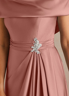 Azazie Branford vestidos de madre de la novia Vestido de Rosetón de Satén Elástico de Corte En A con Plisado image4