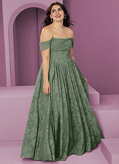 Barbie ♥ Azazie Bridesmaid Dresses Matcha A-Line Off the Shoulder Floral Burnout Convertible Dress image10