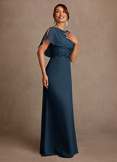 Azazie Frieda Mother of the Bride Dresses Dark Navy A-Line Applique Chiffon Dress image4